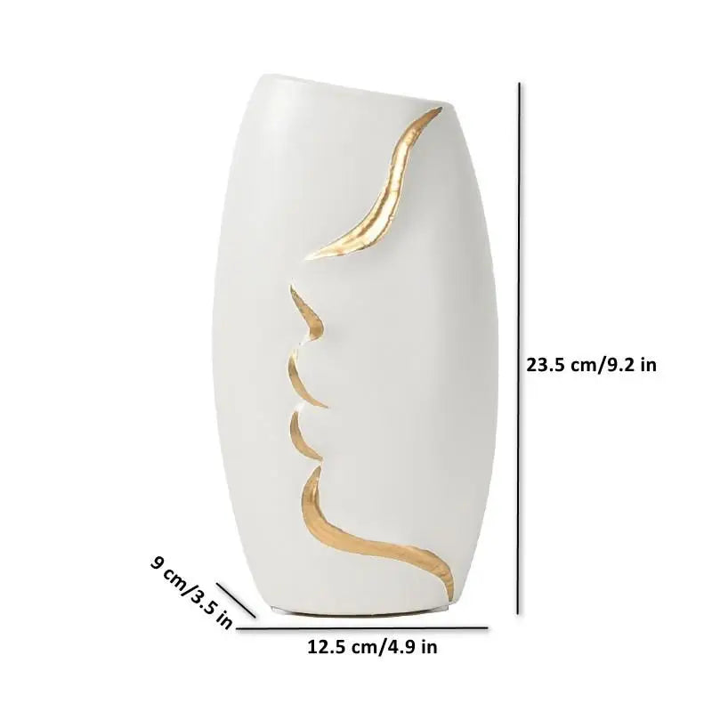 Vase avec dessin visage - Arrondi A / Blanc