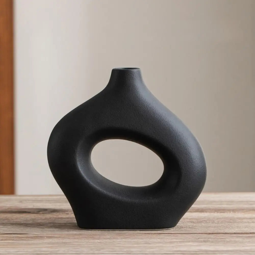 Vase avec pampa - Noir / Moyen
