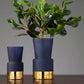 Vase bleu et or