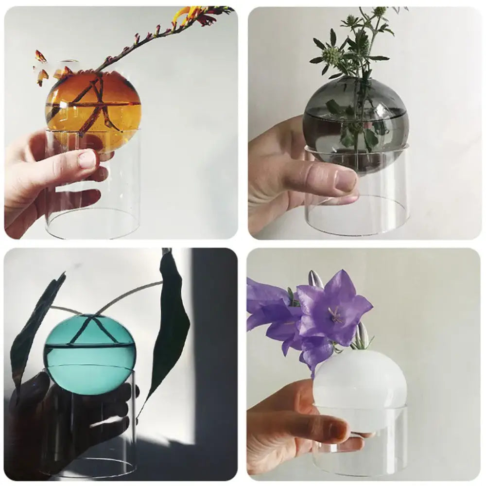 Vase boule en verre transparent