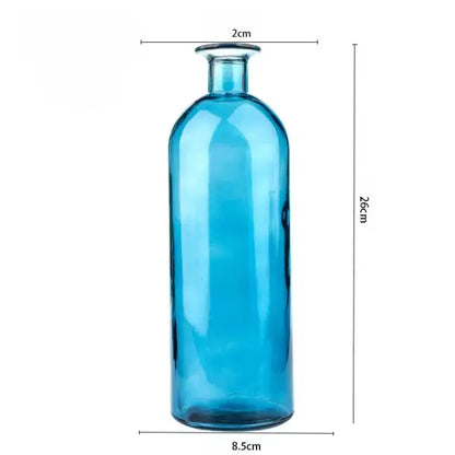 Vase bouteille en verre - Bleu / 26 cm