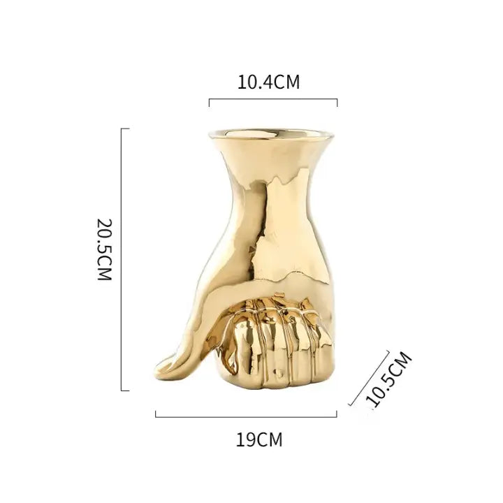 Vase en forme de main - Poing fermé - Doré