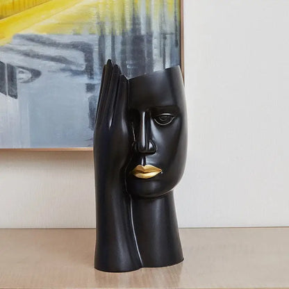 Vase en forme de visage - Noir - Décoration intérieure