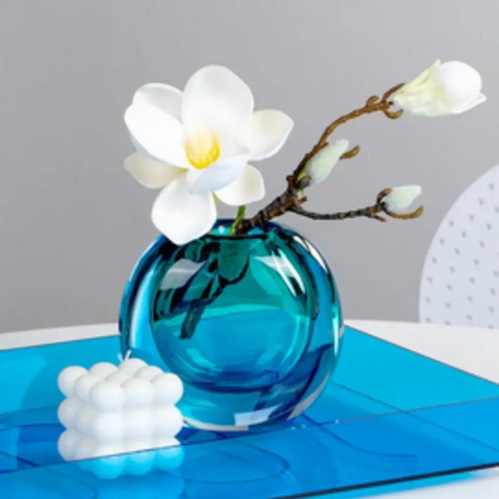 Vase en verre soufflé design - Bleu