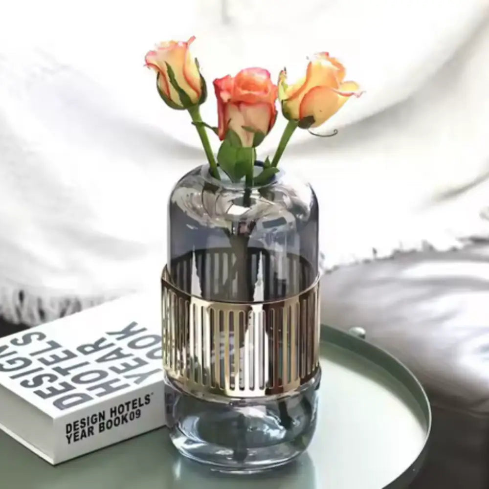 Vase en verre transparent - Gris / Moyen