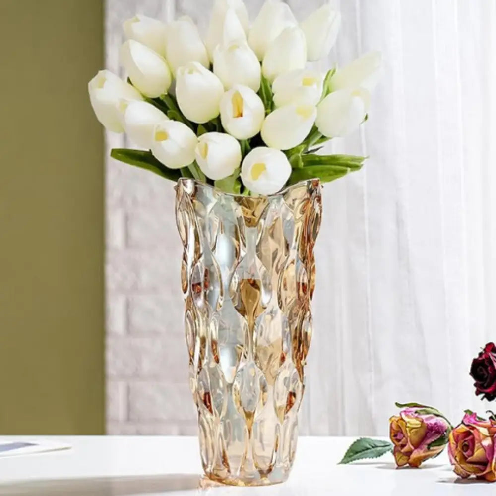 Vase en verre transparent vintage - Ambre / Grand