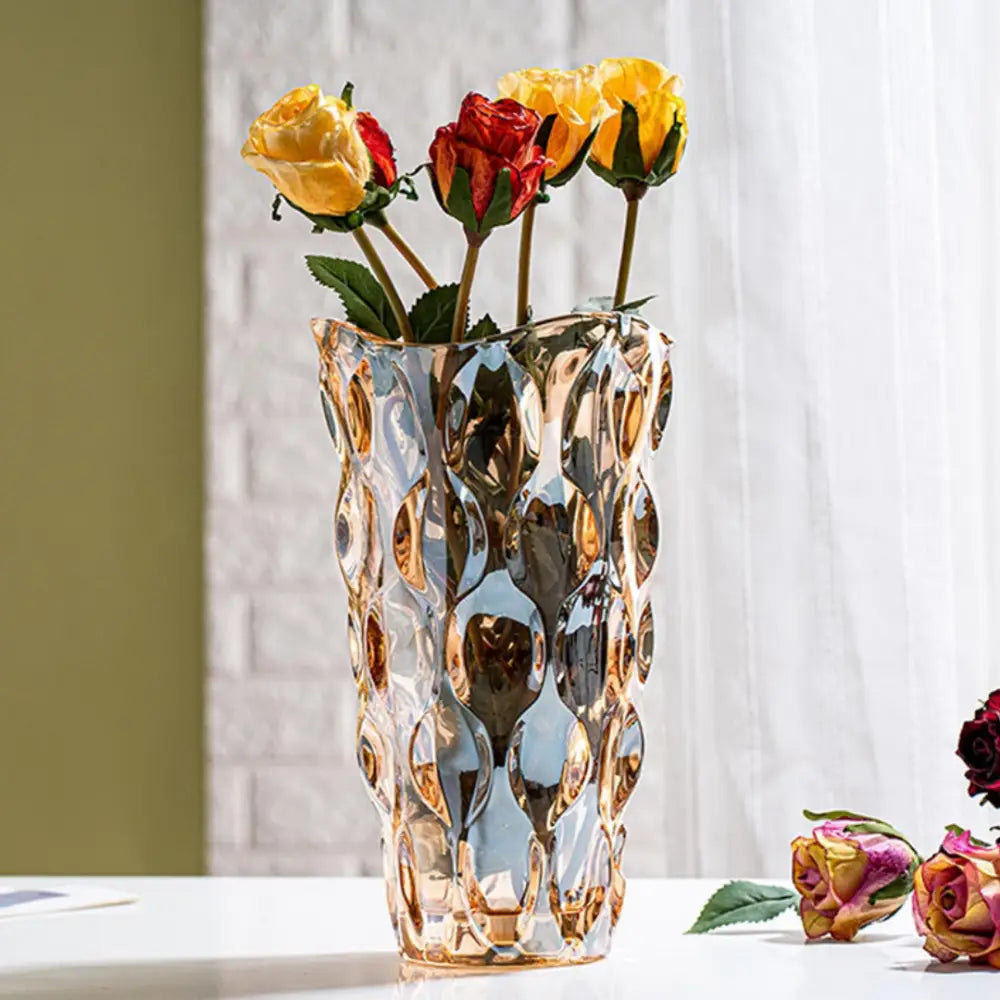 Vase en verre transparent vintage - Ambre / Moyen