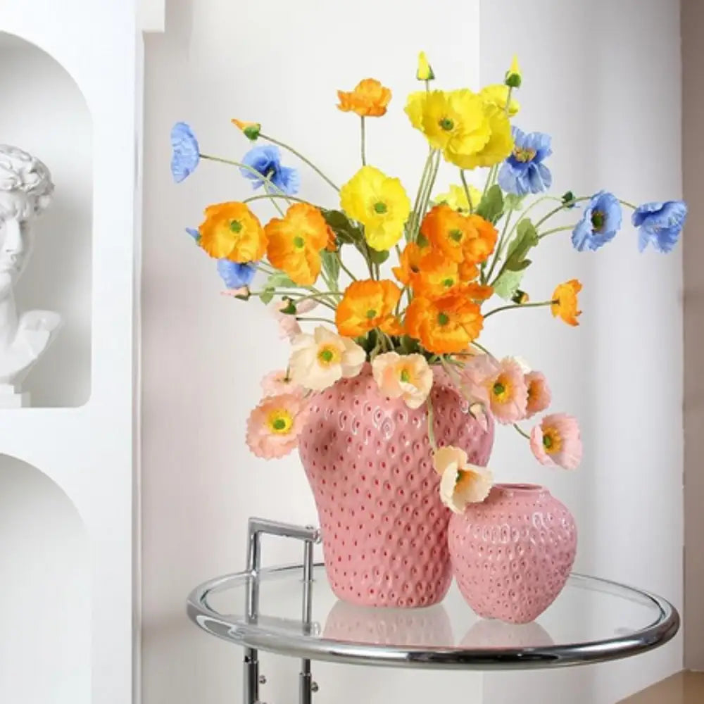Vase fraise rose
