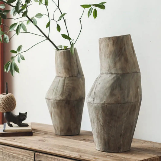 Vase noir et bois - Bois / Grand - Décoration intérieure