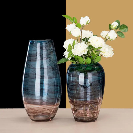 Vase verre bleu