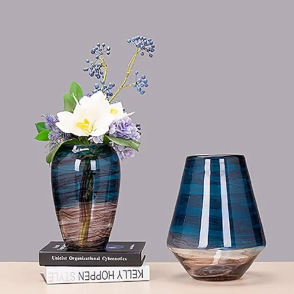 Vase verre bleu