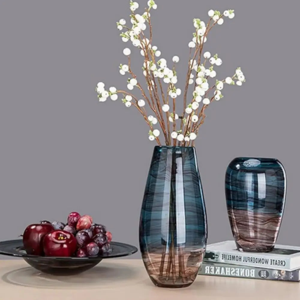 Vase verre bleu